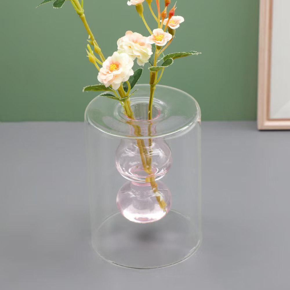Minimalism Double-layer Flower Vase Creative Aromatherapy Diffuser Bottle Wedding Decor
