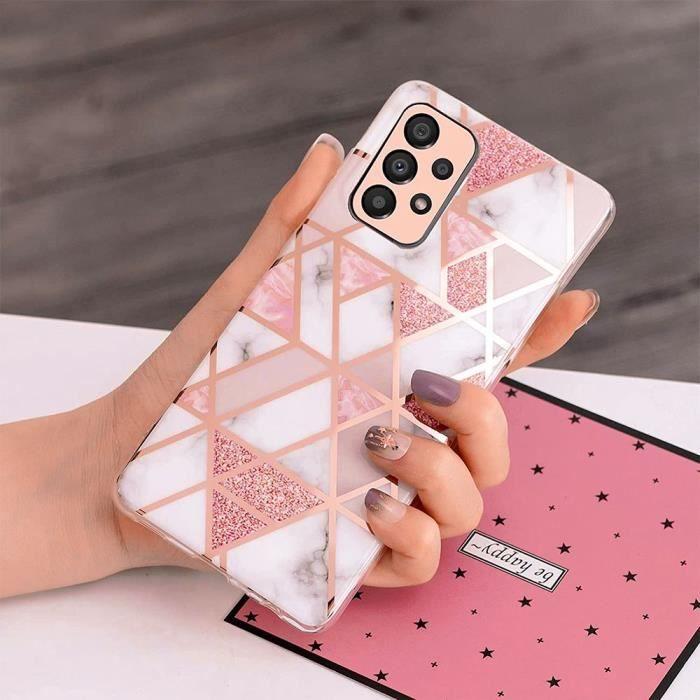 Coque pour Samsung Galaxy A33 5G + 2 Verres Trempés, Housse Slim et Élégant TPU Résistant Antichoc Rose