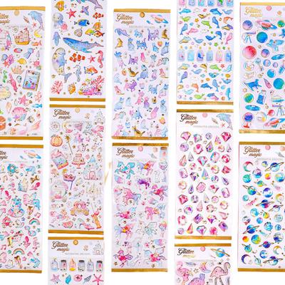 Copeflap Cute Planner 12 Glittery Decorative Stickers Stickers, Sheets, (Semi-Transparent)