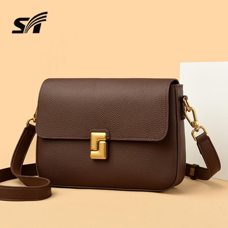 New first-layer cowhide tofu bag women's fashion underarm bag retro shoulder crossbody small square bag genuine leather women's bag