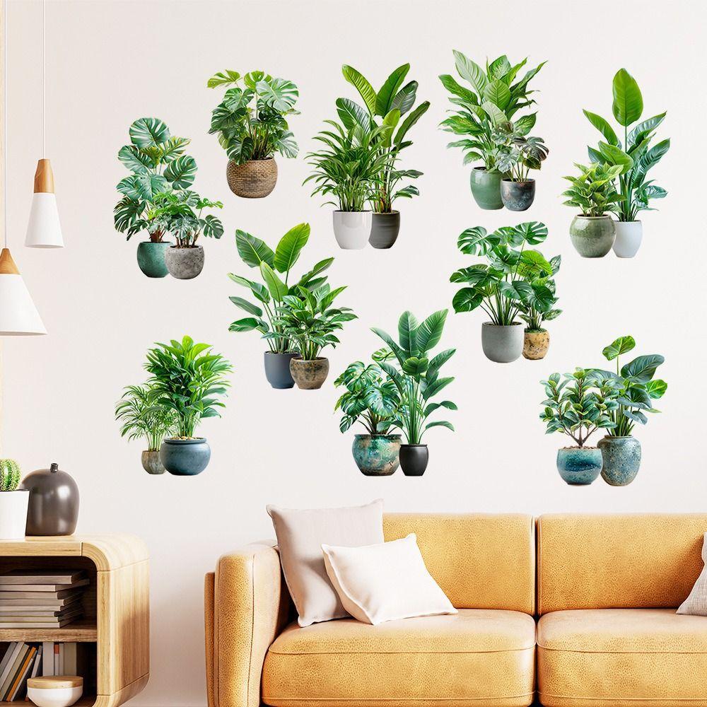 Large Size Plant Bonsai Wall Stickers Green Wall Mural Creative Palm Plant Wall Decals Bedroom