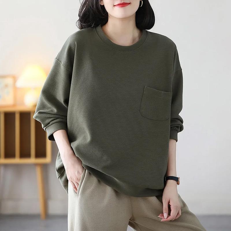 Sweatshirt for Women Cotton Loose Oversized Thickened Comfortable Round Neck Casual Pullover Top Sweatshirt