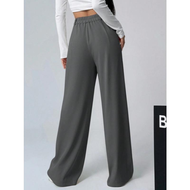 Damen Apricot High Waist Weites Bein Locker Lässig Anzug Lange Hose