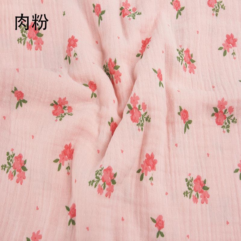 135x100cm Small Floral Double Gauze Cotton Sewing Texture Crepe Fabric, Making Home Wear Pajamas Cloth