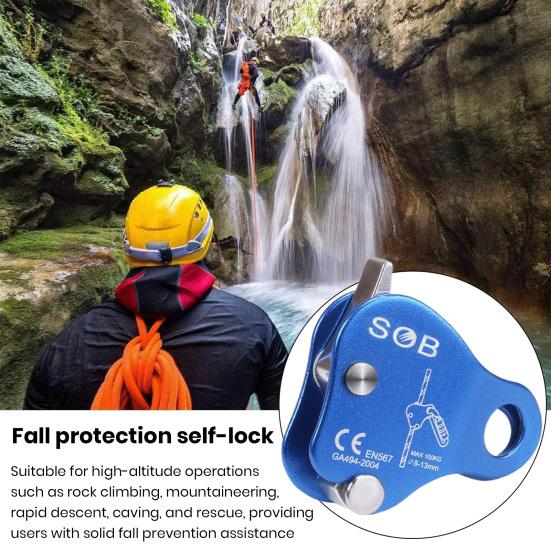 Fall Protection Self-locking Device Rope Clip Rustproof Corrosion Resistant High-Altitude Operation Mini Size Aluminum Magnesium Alloy Rope Clip