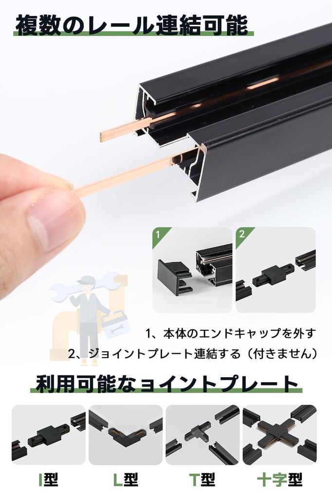 SPAHER 0.5m Duct Rail with Outlet and Switch, Lighting Rail, Wiring Duct Rail, Extendable, Easy Installation, for Rail Lights, Plant Growing,