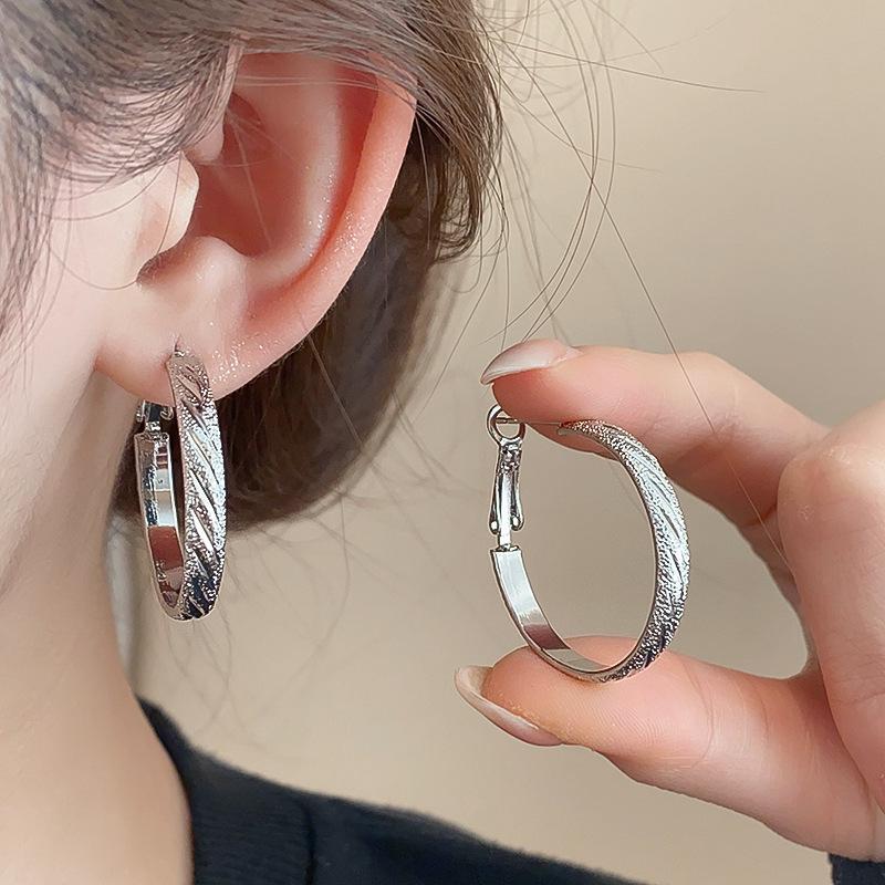 Vintage Silver Needle C-Shaped Diamond Pearl Stud Earrings - Elegant and Versatile Niche High-End Jewelry