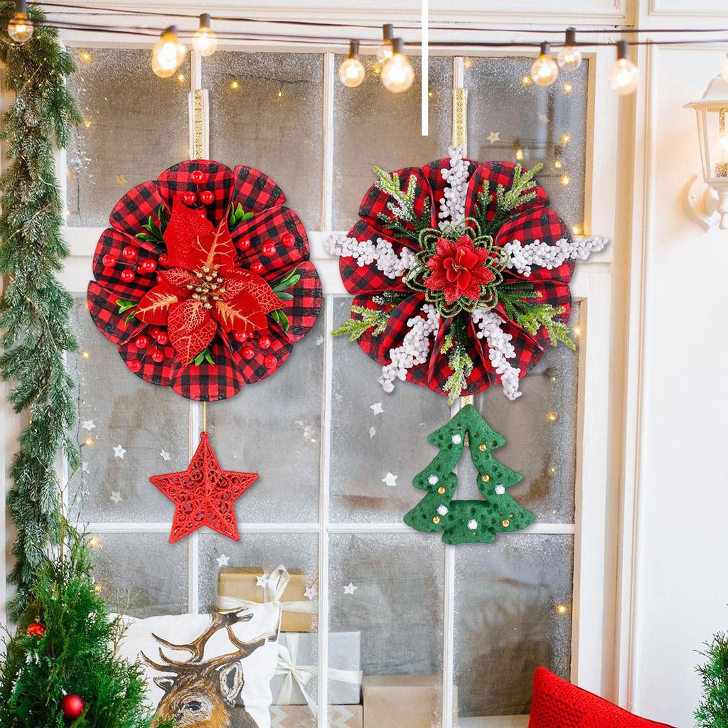 Christmas Soldier Vine Wreath Welcome Wooden Sign Decoration Dwarf Doll Vine Wreath Shopping Mall Window Wall Hanging