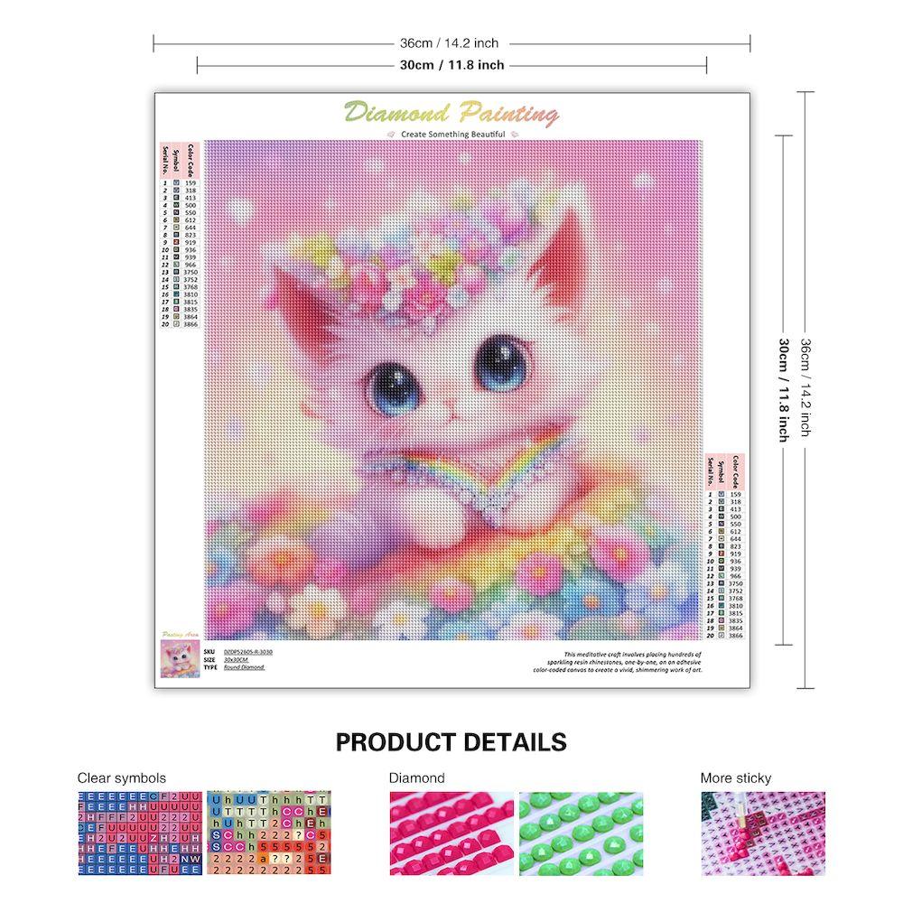 CHENISTORY Diamond Painting 5D DIY Cat Diamond Embroidery Full Drill Round Animal Mosaic Picture Rhinestones Wall Art Decortion