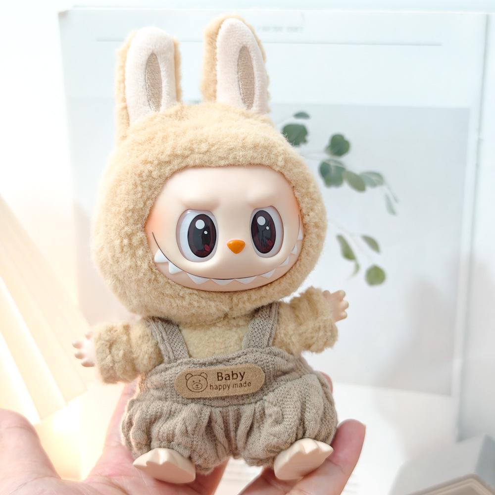 Doll Clothes & Accessories: First & Second Gen Labubu Charm Outfits - Cute Rabbit & Bear Overalls