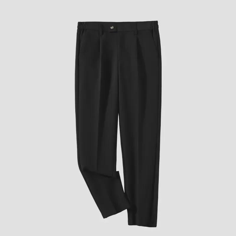 

Мужской легкий приталенный однобортный деловой пиджак в зрелом стиле, повседневный пиджак в корейском стиле Black Trousers (Single Piece)