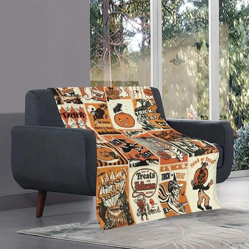 Halloween Horror Theme digital-printed polyester Bedroom velvet flannel cover blanket Fleece soft sofa cover blankets for beds
