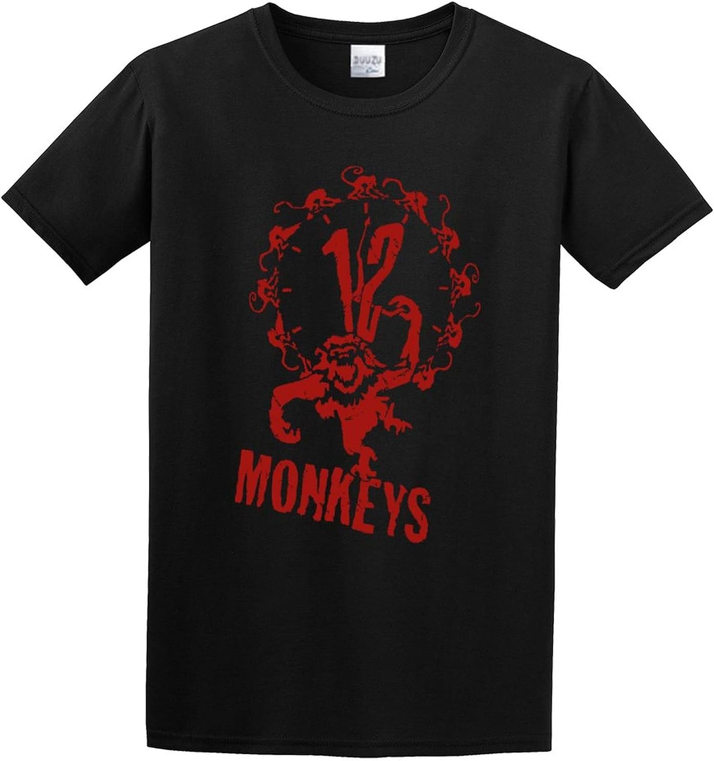 12 Monkeys Logo Printed Casual Basic Graphic Top Printed Shirt Short Sleeve Tee Mens T Shirt Black XS