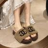 Xiaoxiangfeng Thick-bottomed Height-increasing Fluffy Slippers for Women's 2025 Autumn and Winter New Outer Wear, High-end Fashion Versatile Cotton S
