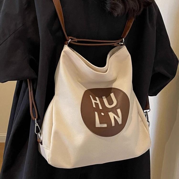 Golden jade bird canvas bag women's fashion large capacity multi-purpose backpack student commuting to class shoulder tote bag