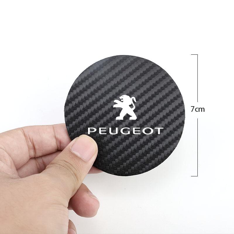 2Pcs Car Coasters Water Cup Mats Waterproof Slot Pad For Peugeot 208 3008 308 2008 207 508 406 407 307 206 301 408 5008 4008 107