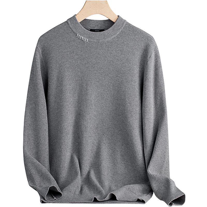 Men's Wool Lyocell Round Neck Sweater - 2024 Autumn/Winter Collection, Long Sleeve High-End Knitted Solid Warm Layer.