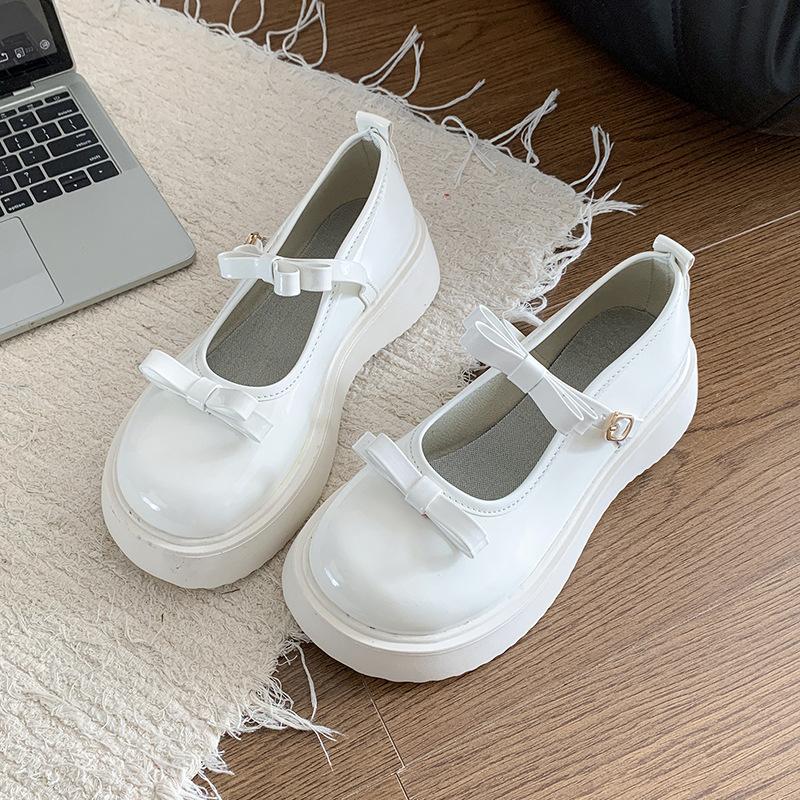 French Retro Fashion Versatile Mary Jane Small Leather Shoes Women's 2025 Spring Bow with Skirt Loafer Shoes