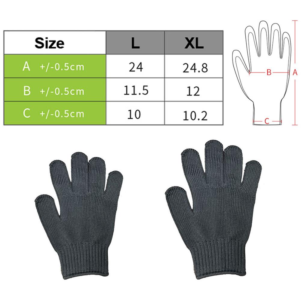 1 Stück Schnittschutzhandschuhe aus HPPE der Stufe 5, schnittfeste Handschuhe, schnittfest, stichfest, Edelstahldraht, Metallgeflecht, Küchen- und Metzger-Sicherheitshandschuh