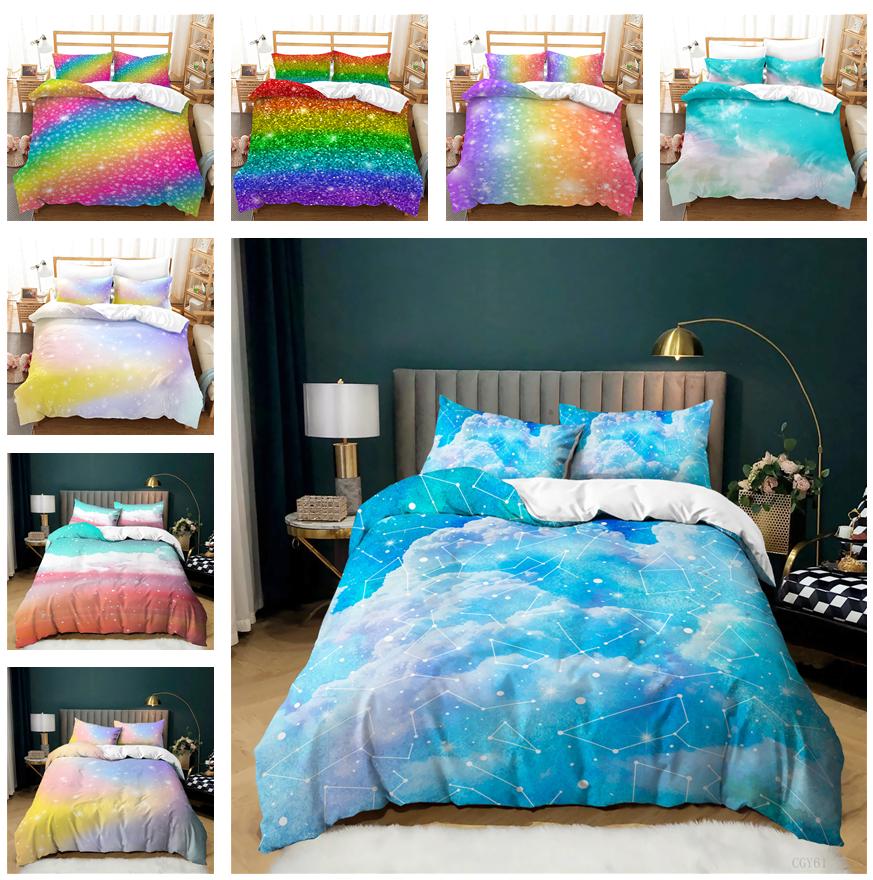 

3D красочный комплект постельного белья со звездами, красочный Halo Dyed, украшение для спальни, одеяло и наволочка, 2/3 шт., мягкие украшения для дома на молнии