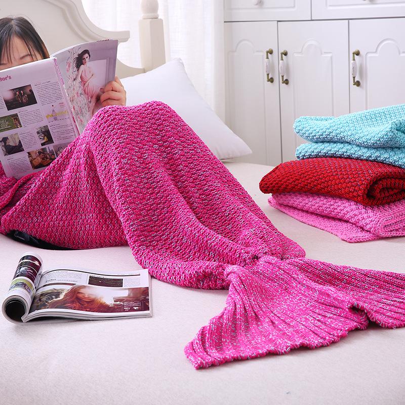 New Mermaid Blanket Plush Office Sofa Blanket Thick Knitted Air Conditioning Blanket Mattress Photography Travel Portable Sleeping Bag