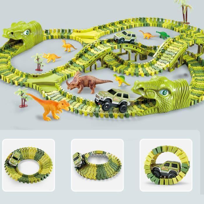 THOTCOC Dinosaur Car Track - Construction Toy for Children Ages 3 and Up - 269 Pieces
