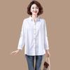 Women's Spring Loose Ethnic Style Embroidered Shirt Medium Long Literary Casual Tops