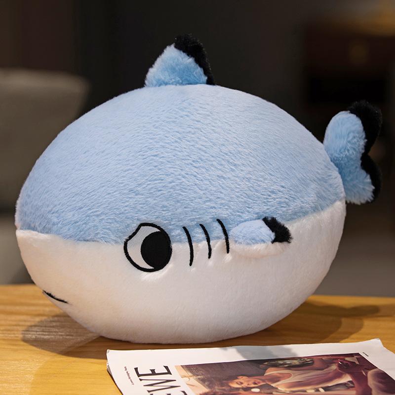 Süßes Plüsch-Haifisch-Spielzeug Dicke Form Haifisch-Kissenkissen Gefüllter Fisch Weiche Puppe Kinderspielzeug Geburtstagsgeschenk Für Kinder 25cm white