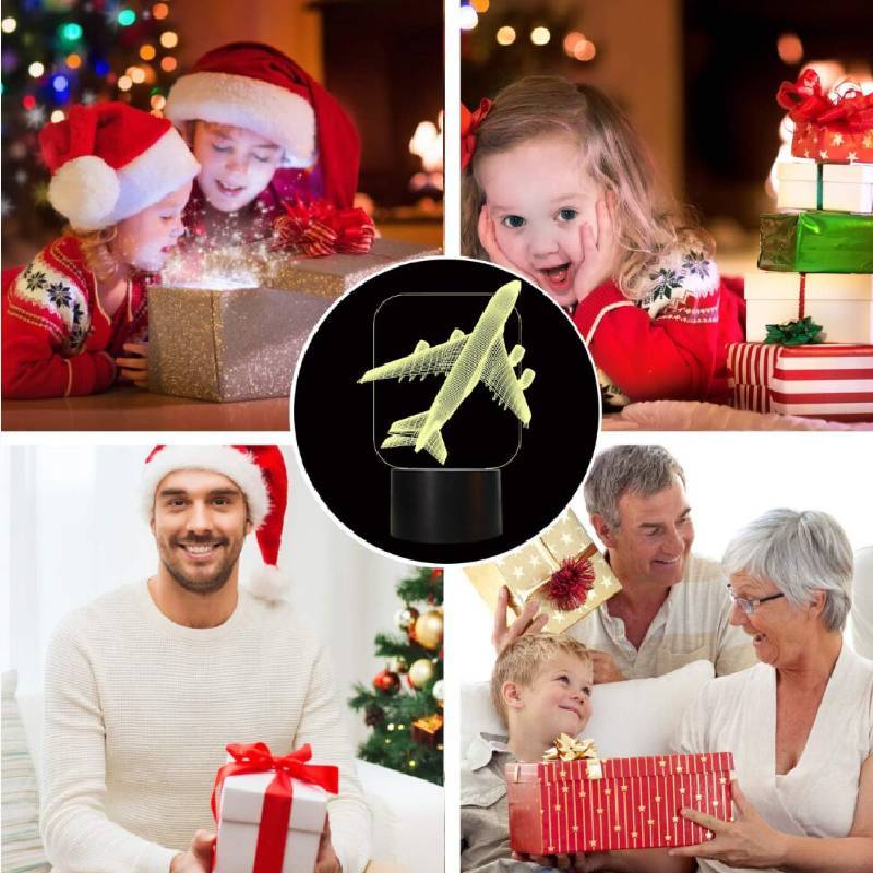 3d Airplane Night Light Kids Bedside Lamp 16 Colors Changing With Remote Control