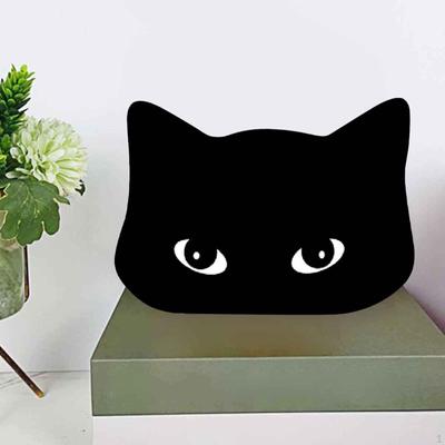 Statue de Chat en Buis Sculpture d'Intérieur Ornement pour Décoration de Table Meuble Bureau Chambre