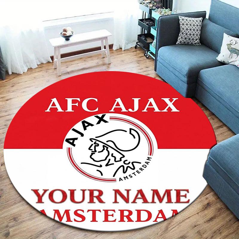 AFC Ajax Custom Name Round Area Rug,Carpet Rug for Living Room Bedroom Sofa Playroom Decor,Non-slip Floor Mat