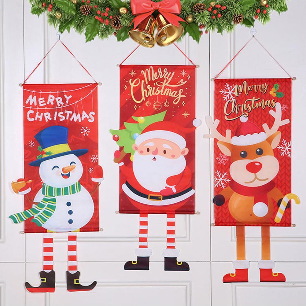 Merry Christmas Hanging Flag Ornaments Cute Shapes Xmas Gifts For Home Walls Windows Door Decoration