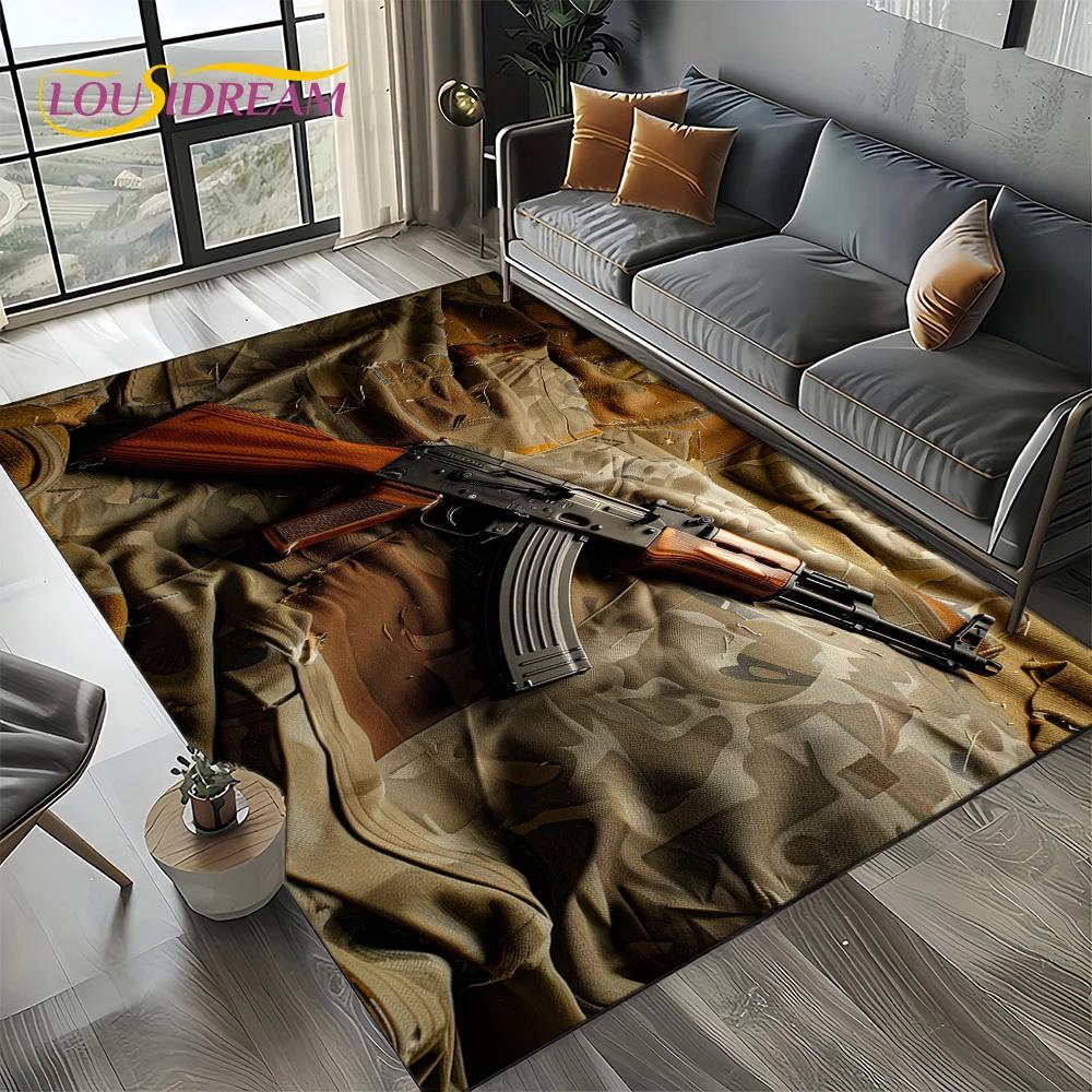 27 Style Retro Guns Pistol Ammunition Bullet Cartridge AK M4 Rug Carpet for Living Room Bedroom Decor,Non-slip for Sofa Doormat