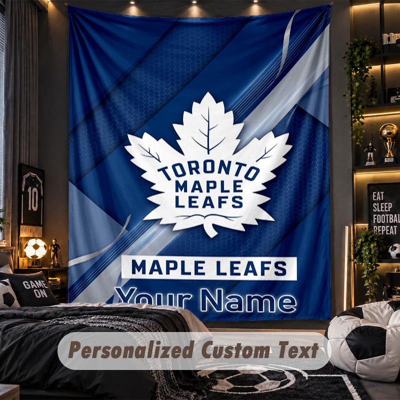 TapestryToronto Maple Leafs Custom Name Text Personalized Wall Hanging Tapestry Home Wall Decor
