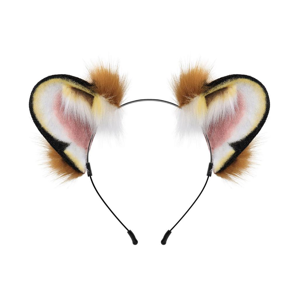 Furry Plush Tiger Ear Headband for Halloween Anime Maid Hairhoop Roleplaying Game Character Hairdband for Photography