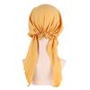 Solid Color Muslim Fashion Hijabs Turban Bonnet Long Tail Head Wraps Elastic Hijab Hats Breathable Chemo Cap For Women Girls
