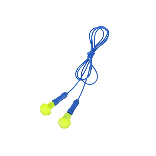 3M E.A.R Push-Ins Earplugs, Corded, 28NRR, Yellow/Blue