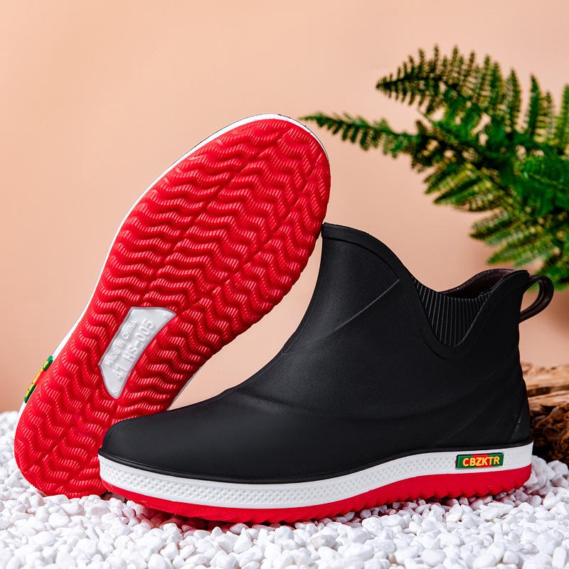 Men's Fashion Short Rain Boots - Waterproof, Non-slip, and Versatile for Outdoor, Kitchen, or Car Wash Use.