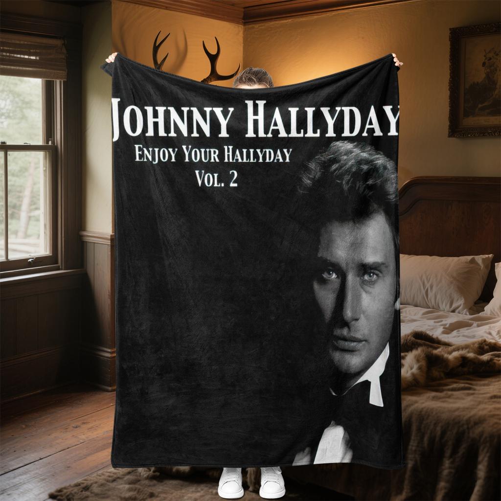 1pc Johnny Hallyday Black and White Album blanket, al season lightweigh Poster blanket home office outdoor nap multifunc Poster blanketional blanket