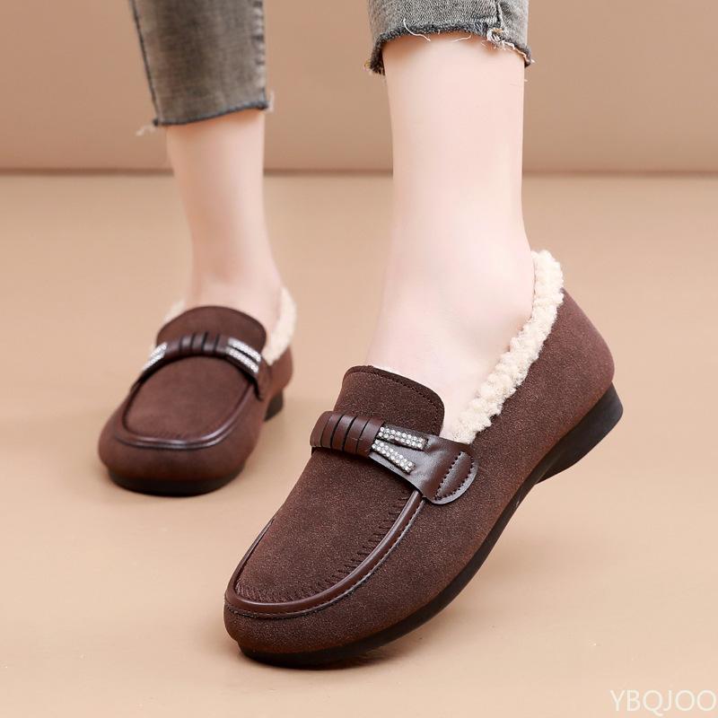 Fashion Winter new women's thick casual warm mom shoes with flat bottom anti slip simple comfortable cotton shoes for daily use