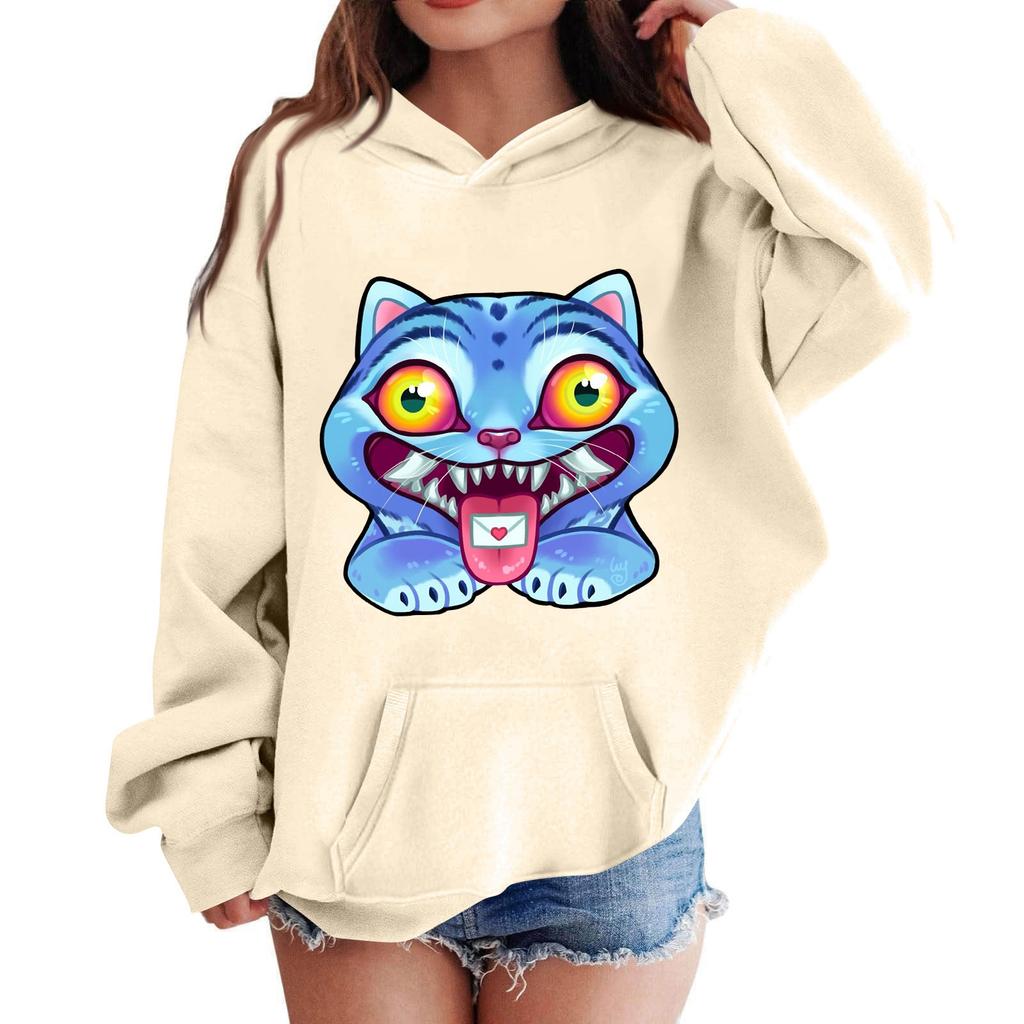 Women's Hooded Gradient Printed Long Sleeved Sweatshirt Loose Women's Sweatshirt  Sweatshirt