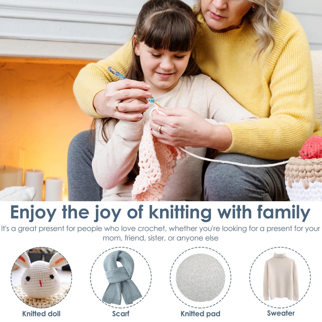 DIY Crochet Hook Tool Set with Storage Bag Soft Grip Protable Knitting Needle Tool Kit Presents for Beginner Knitting Enthusiast