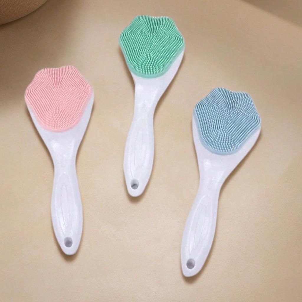 Silicone Facial Cleansing & Massage Brush with Handle