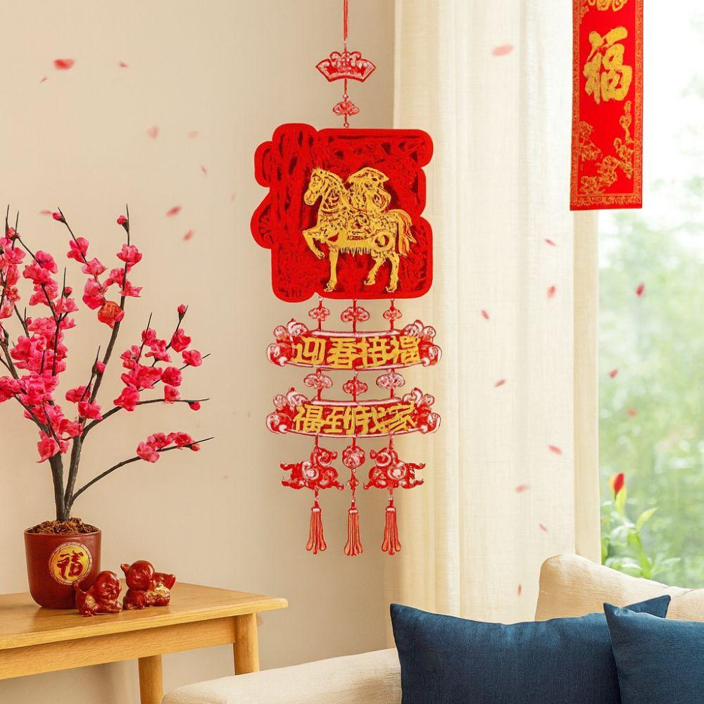 Blessing Horse Year Pendant Handmade Fu Characte Pendants Chinese New Year Decoration Living Room