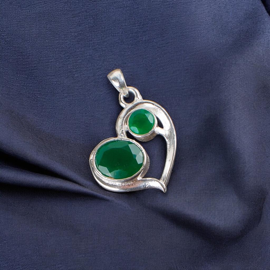 Green Onyx Gemstone 925 Sterling Silver Jewelry Pendant For Anniversary Gift CP-3-13