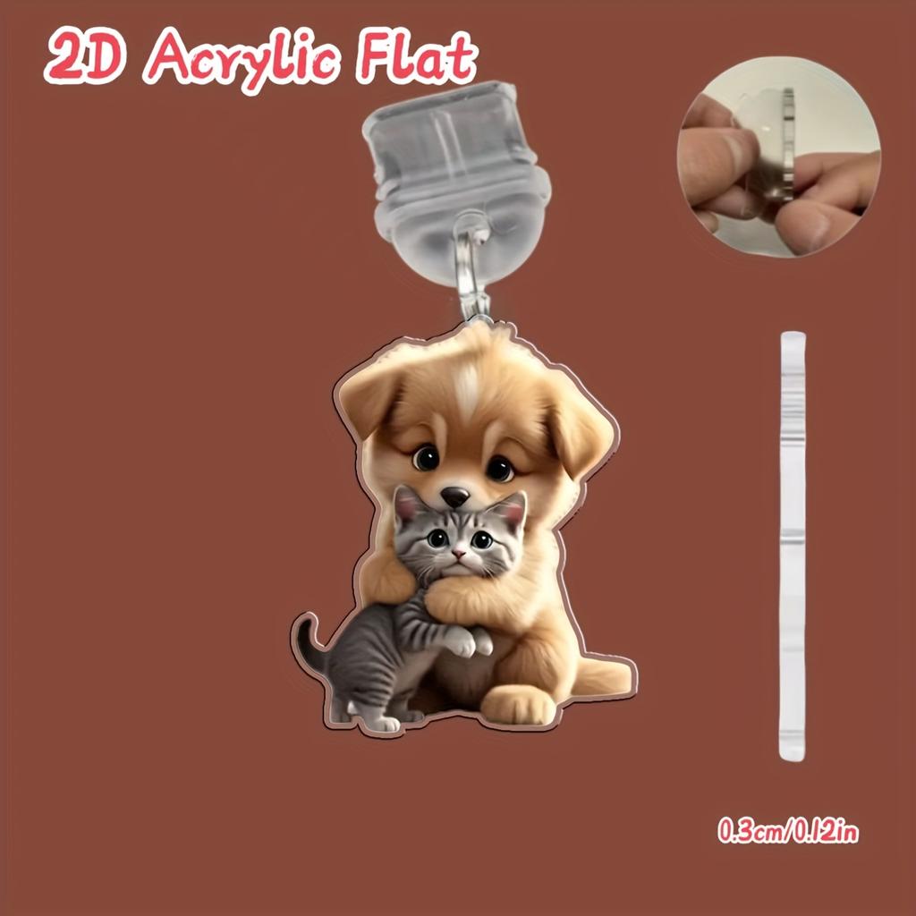 2D Flach 1 Stück Katze & Hund Harmonie Acryl Handy Staubschutzstecker, Kompatibel mit iPhone/Typ-C Anschluss für Mobile Pflege und Wartung
