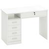 Bureau voor Slaapkamer of Kantoor in Hout met 2 Lades en 2 Sleutels, 110x50x76cm - Wit
