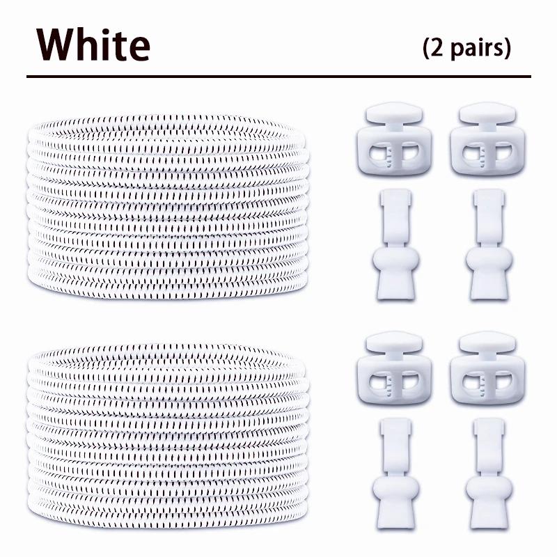 2 Pair round Elastic Shoelaces for Kids & Adults No-Tie Lock Shoelace Sneakers Quick-Lock Shoe Laces Accessory Pack