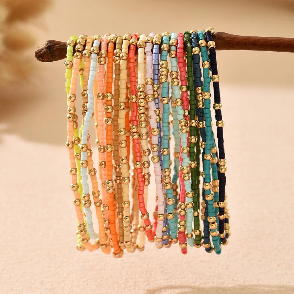 Glasperlen Armbänder Kette Armreif Gestapelte Perlenarmbänder Bohemian Armbänder Mädchen Frauen