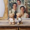 2Pcs Cartoon Couple Bear Resin Figurine, Handmade Sitting Standing Bear Statue, Vintage Animal Sculpture Table Ornament for Home, Office